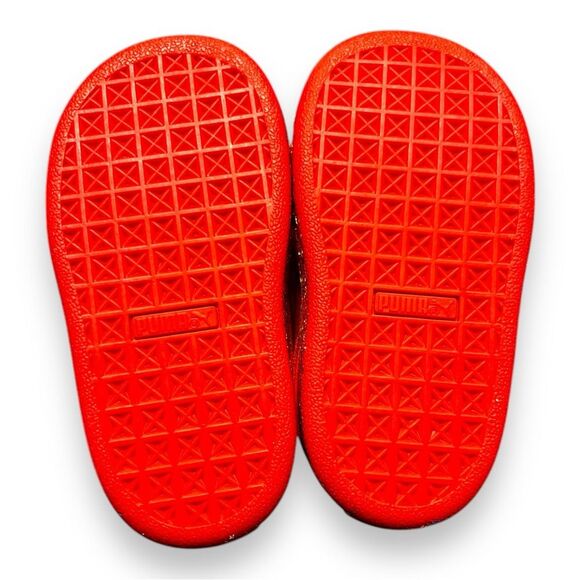 NEW Puma Suede Triplex Mono Red Paint Splatter Lace Up Sneaker Shoes Speckle 5C - Picture 3 of 14